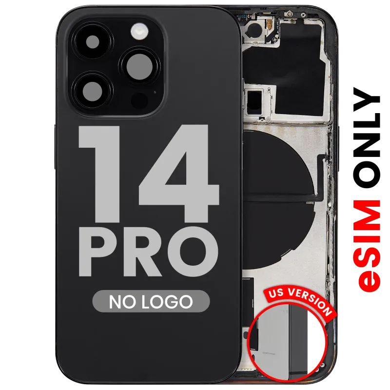 Zadní kryt (housing) s drobnými díly pro iPhone 14 Pro (US verze) (Aftermarket Plus) (vesmírně černá)