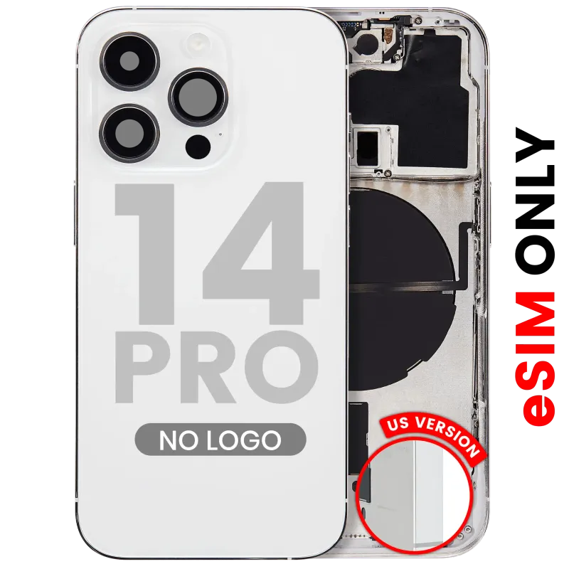 Zadní kryt (housing) s drobnými díly pro iPhone 14 Pro (US verze) (Aftermarket Plus) (stříbrná)