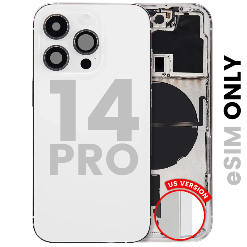 Zadní kryt (housing) s drobnými díly pro iPhone 14 Pro (US verze) (originál z vyřazeného zařízení, stav C) (stříbrná)