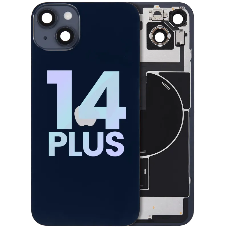 Zadní sklo s magnetem MagSafe, NFC a flexem blesku pro iPhone 14 Plus (Service Pack) (temně inkoustová)
