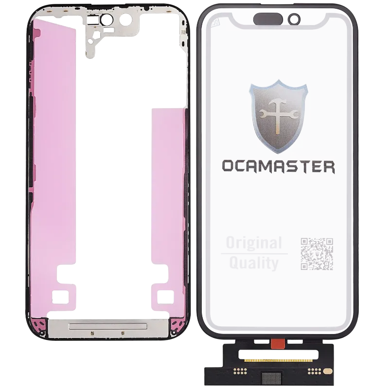 Flex 4v1 krátký (dotyk se sklem + OCA + předinstalovaný rámeček) pro iPhone 14 Pro (OCA Master)