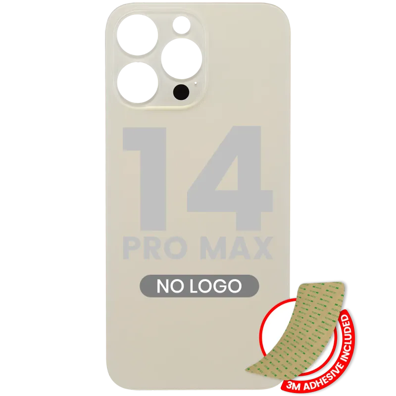 Zadní sklo s lepením 3M pro iPhone 14 Pro Max (bez loga, velký otvor pro kameru) (zlatá)