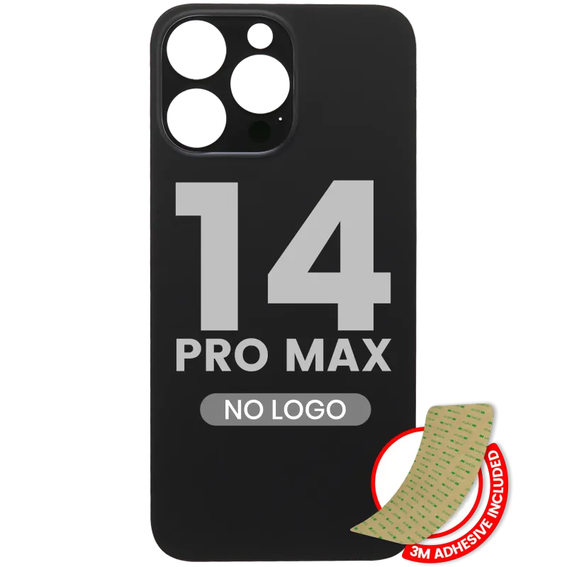Zadní sklo s lepením 3M pro iPhone 14 Pro Max (bez loga, velký otvor pro kameru) (vesmírně černá)