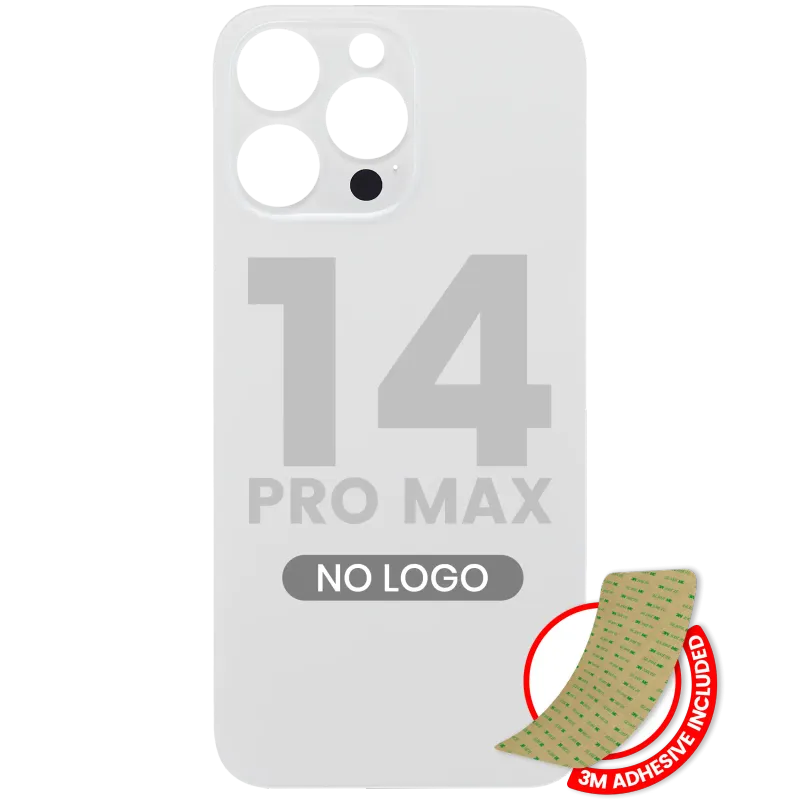 Zadní sklo s lepením 3M pro iPhone 14 Pro Max (bez loga, velký otvor pro kameru) (stříbrná)