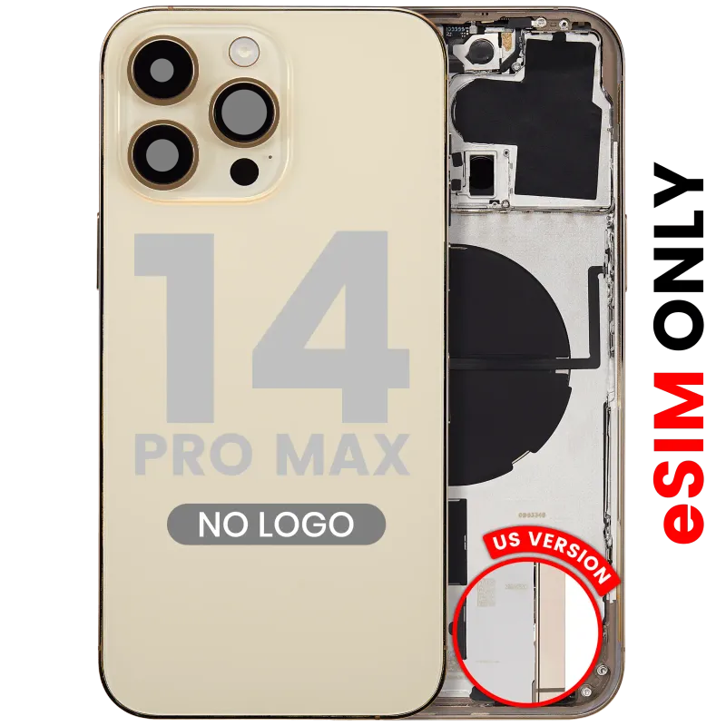 Zadní kryt (housing) s drobnými díly pro iPhone 14 Pro Max (US verze) (Aftermarket Plus) (zlatá)