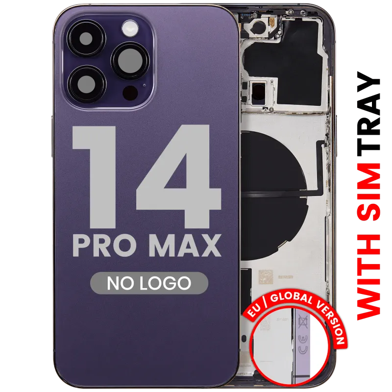 Zadní kryt (housing) s drobnými díly pro iPhone 14 Pro Max (EU verze) (Aftermarket Plus) (tmavě fialová)