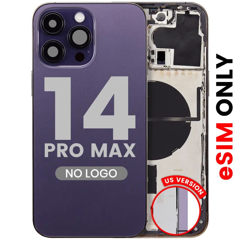 Zadní kryt (housing) s drobnými díly pro iPhone 14 Pro Max (US verze) (Aftermarket Plus) (tmavě fialová)