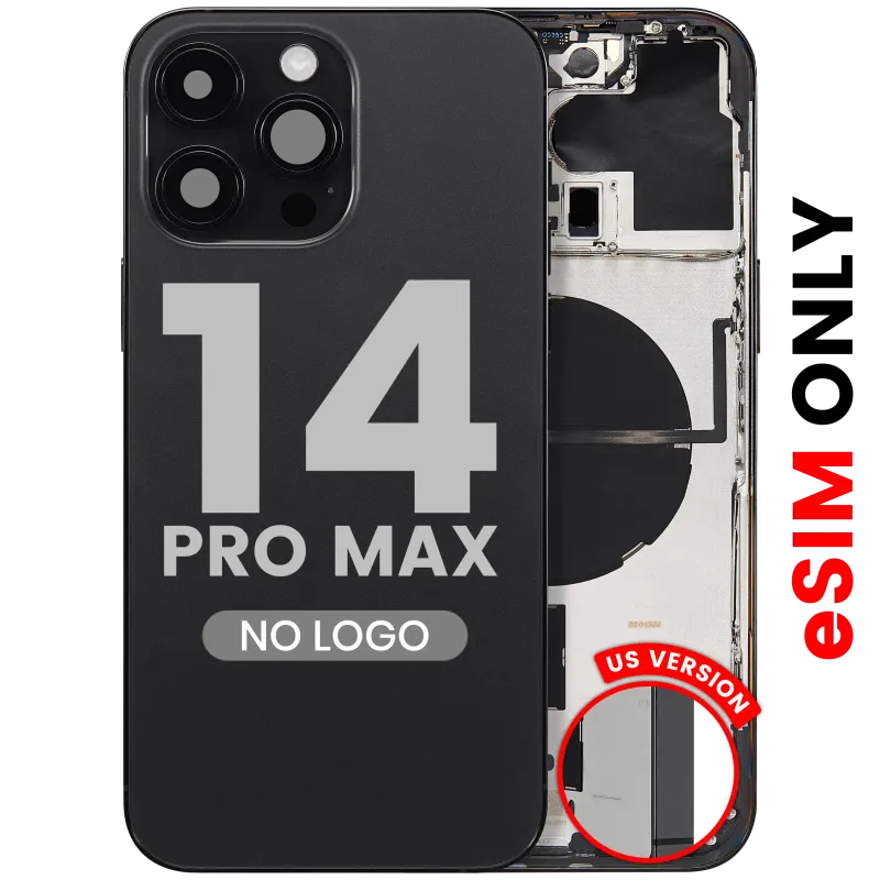 Zadní kryt (housing) s drobnými díly pro iPhone 14 Pro Max (US verze) (Aftermarket Plus) (vesmírně černá)