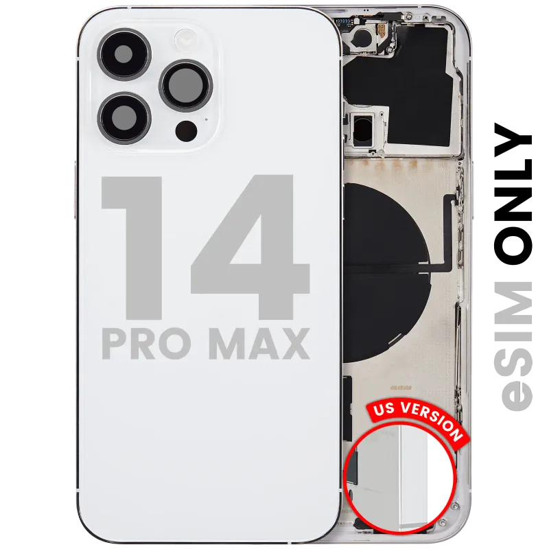 Zadní kryt (housing) s drobnými díly pro iPhone 14 Pro Max (US verze) (originál z vyřazeného zařízení, stav C) (stříbrná)