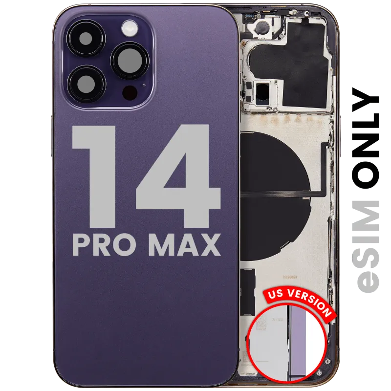 Zadní kryt (housing) s drobnými díly pro iPhone 14 Pro Max (US verze) (originál z vyřazeného zařízení, stav B) (tmavě fialová)