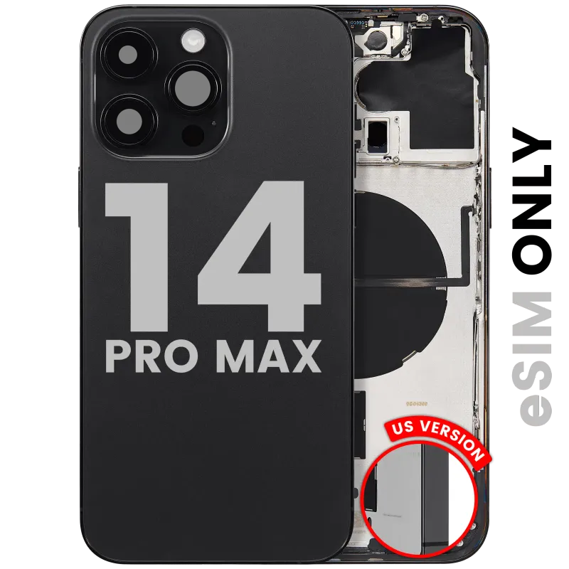 Zadní kryt (housing) s drobnými díly pro iPhone 14 Pro Max (US verze) (originál z vyřazeného zařízení, stav B) (vesmírně černá)