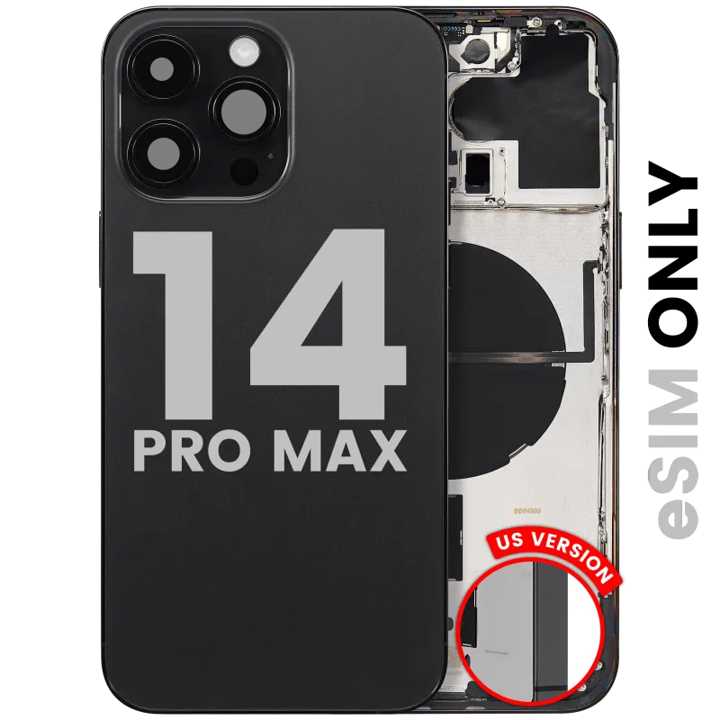 Zadní kryt (housing) s drobnými díly pro iPhone 14 Pro Max (US verze) (originál z vyřazeného zařízení, stav A) (vesmírně černá)