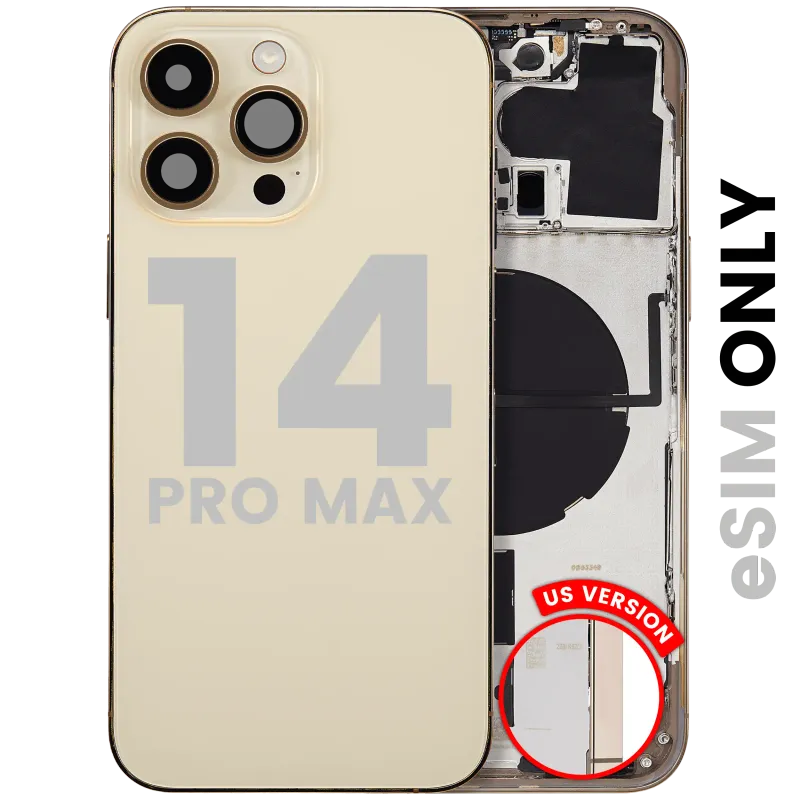 Zadní kryt (housing) s drobnými díly pro iPhone 14 Pro Max (US verze) (originál z vyřazeného zařízení, stav A) (zlatá)