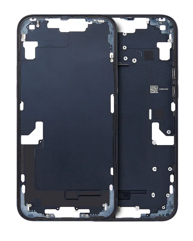 Střední rám (housing) s drobnými díly pro iPhone 14 Plus (US verze) (originál z vyřazeného zařízení, stav A) (temně inkoustová)