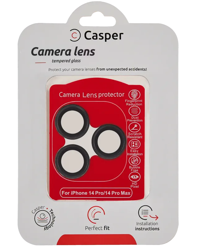 Ochrana objektivu Casper pro iPhone 14 Pro / 14 Pro Max (černá) (průhledné)