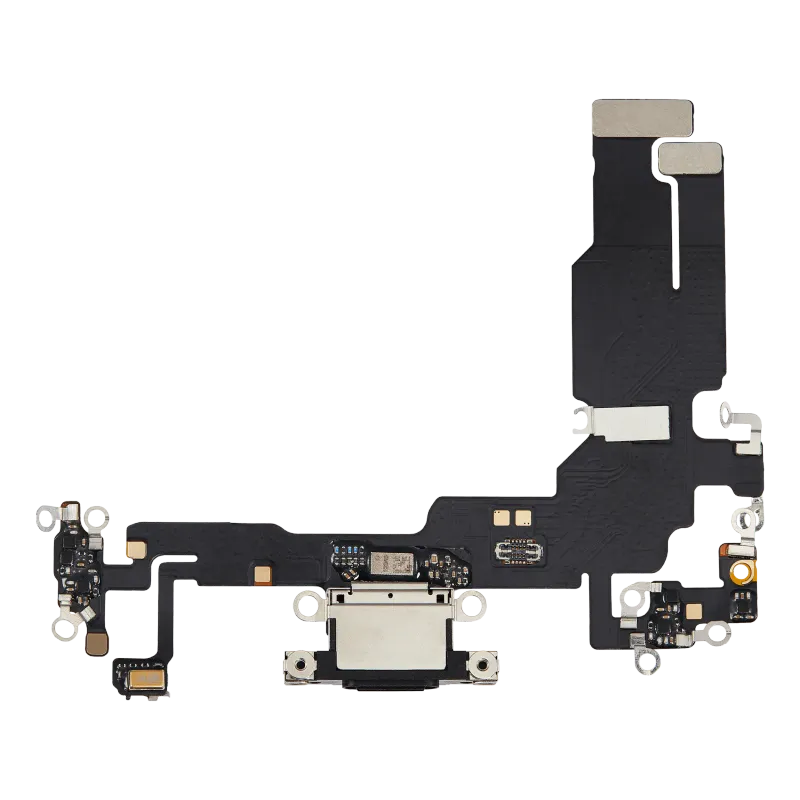 Flex kabel nabíjecího konektoru pro iPhone 15 (Aftermarket Plus) (černá)