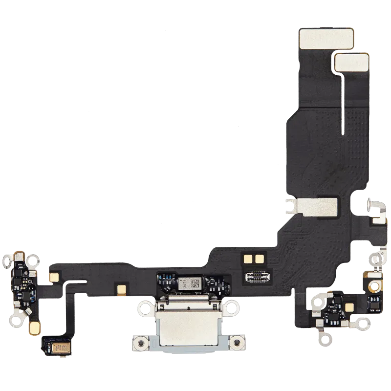 Flex kabel nabíjecího konektoru pro iPhone 15 (originál z vyřazeného zařízení) (modrá)