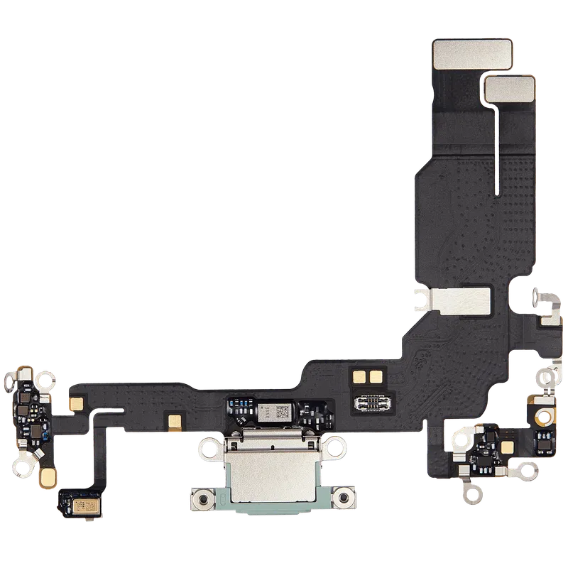 Flex kabel nabíjecího konektoru pro iPhone 15 (originál z vyřazeného zařízení) (zelená)