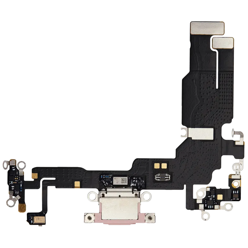 Flex kabel nabíjecího konektoru pro iPhone 15 (originál z vyřazeného zařízení) (růžová)