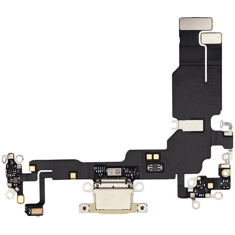 Flex kabel nabíjecího konektoru pro iPhone 15 (originál z vyřazeného zařízení) (žlutá)