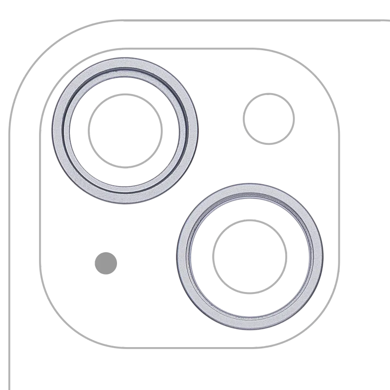 Samotný rámeček sklíčka zadní kamery pro iPhone 15 / 15 Plus (sada 2 ks) (modrá) (balení 10 ks)
