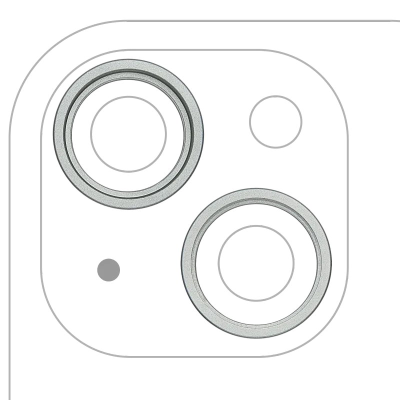 Samotný rámeček sklíčka zadní kamery pro iPhone 15 / 15 Plus (sada 2 ks) (zelená) (balení 10 ks)