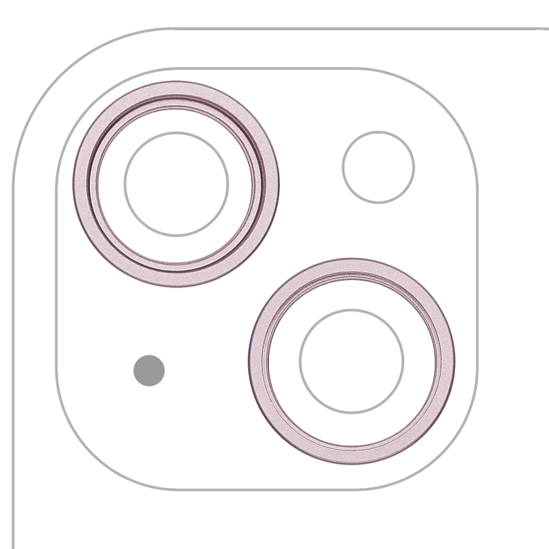 Samotný rámeček sklíčka zadní kamery pro iPhone 15 / 15 Plus (sada 2 ks) (růžová) (balení 10 ks)