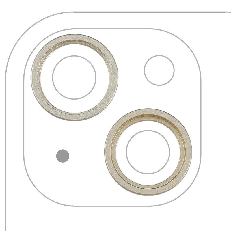 Samotný rámeček sklíčka zadní kamery pro iPhone 15 / 15 Plus (sada 2 ks) (žlutá) (balení 10 ks)