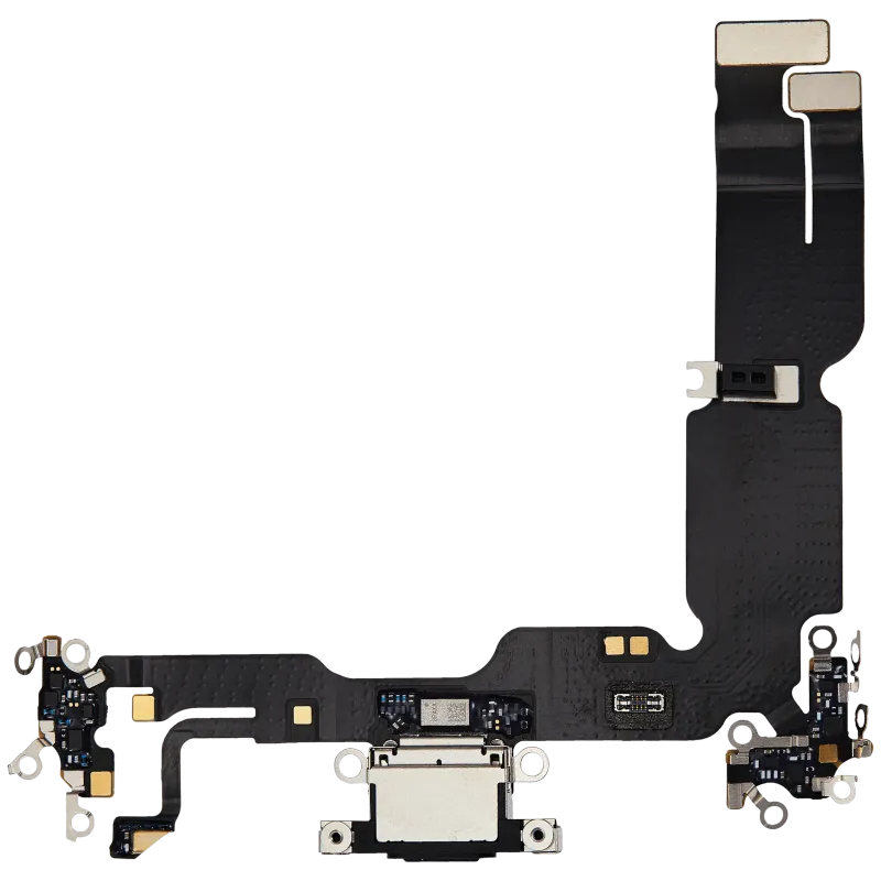 Flex kabel nabíjecího konektoru pro iPhone 15 Plus (originál z vyřazeného zařízení) (černá)