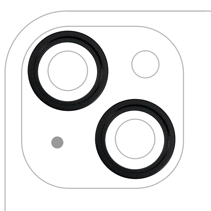 Samotný rámeček sklíčka zadní kamery pro iPhone 15 / 15 Plus (černá) (sada 2 ks)