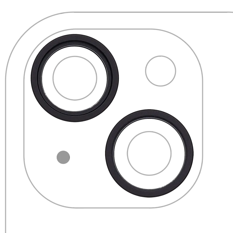 Samotný rámeček sklíčka zadní kamery pro iPhone 15 / 15 Plus (sada 2 ks) (černá) (balení 10 ks)