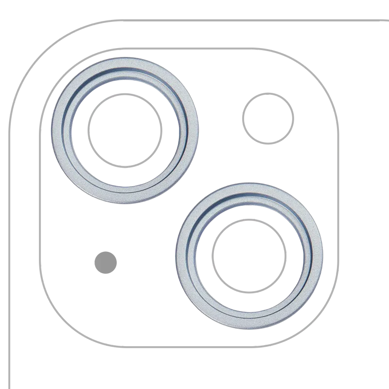 Samotný rámeček sklíčka zadní kamery pro iPhone 15 / 15 Plus (modrá) (sada 2 ks)