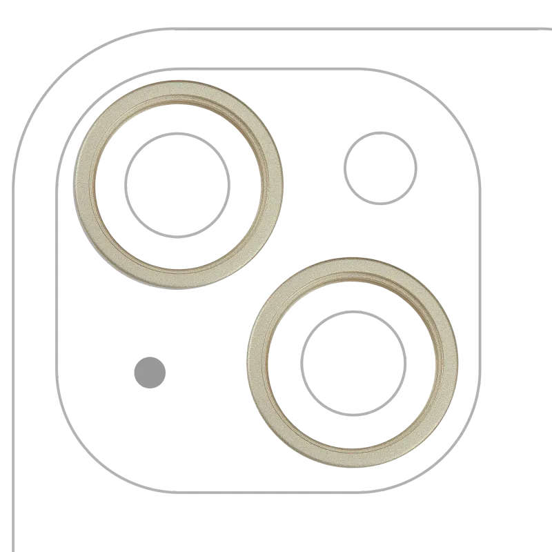 Samotný rámeček sklíčka zadní kamery pro iPhone 15 / 15 Plus (žlutá) (sada 2 ks)