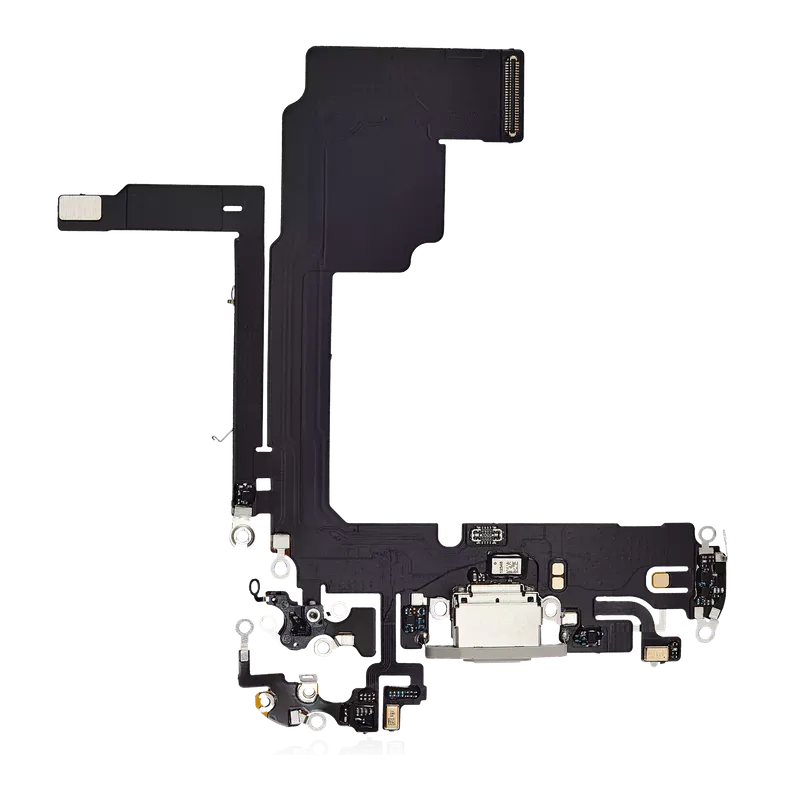Flex kabel nabíjecího konektoru pro iPhone 15 Pro (Aftermarket Plus) (bílý titan)