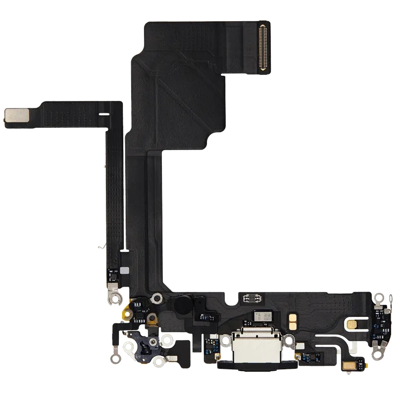 Flex kabel nabíjecího konektoru pro iPhone 15 Pro (originál z vyřazeného zařízení) (černý titan)