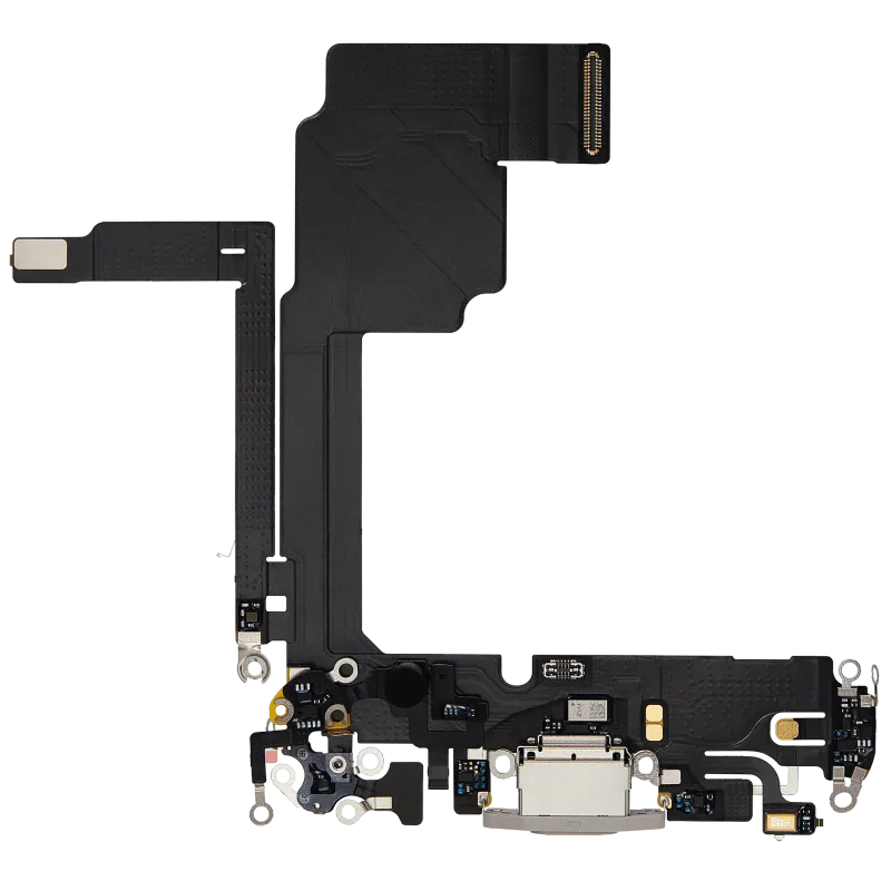 Flex kabel nabíjecího konektoru pro iPhone 15 Pro (originál z vyřazeného zařízení) (bílý titan)