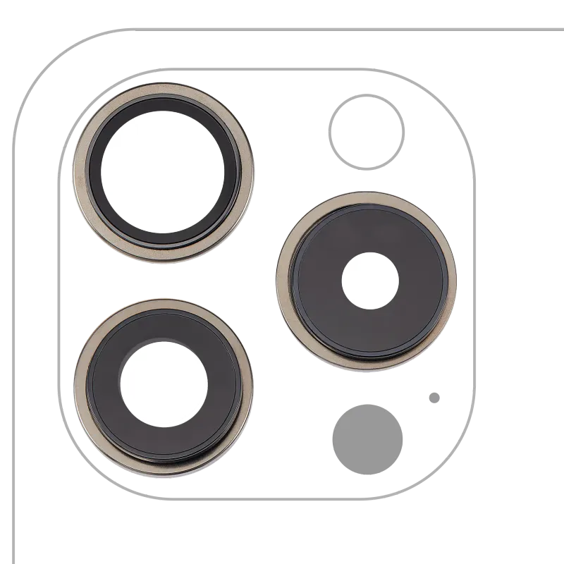 Sklíčko zadní kamery s držákem a rámečkem pro iPhone 15 Pro (sada 3 ks) (Premium) (přírodní titan)