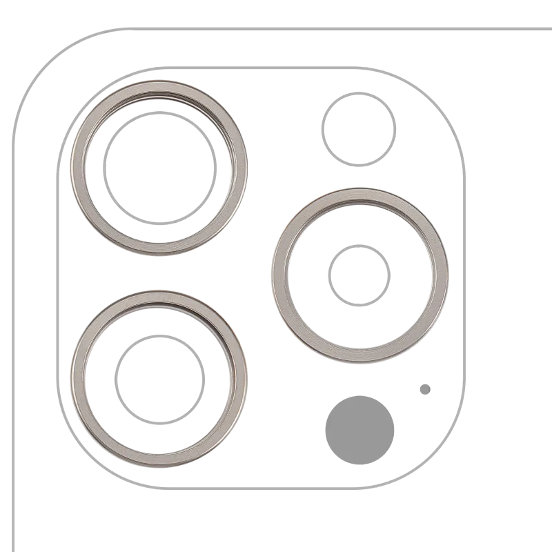 Samotný rámeček sklíčka zadní kamery pro iPhone 15 Pro (sada 3 ks) (přírodní titan) (balení 10 ks)
