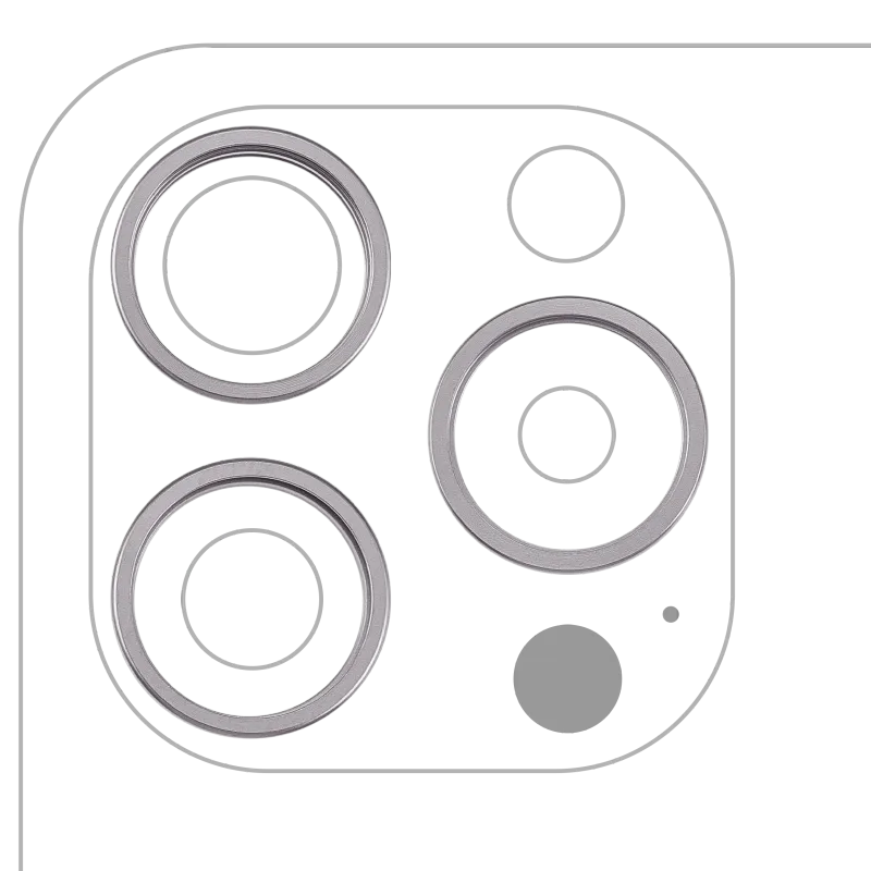 Samotný rámeček sklíčka zadní kamery pro iPhone 15 Pro (sada 3 ks) (bílý titan) (balení 10 ks)