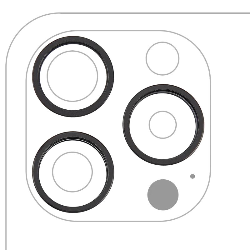 Samotný rámeček sklíčka zadní kamery pro iPhone 15 Pro (sada 3 ks) (černý titan) (balení 10 ks)