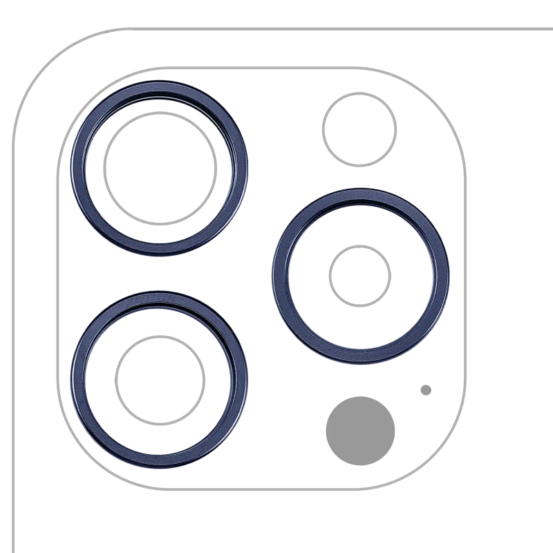 Samotný rámeček sklíčka zadní kamery pro iPhone 15 Pro (sada 3 ks) (modrý titan) (balení 10 ks)