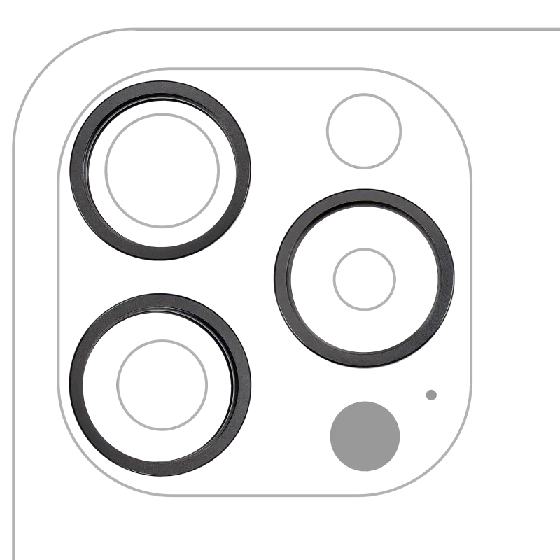 Samotný rámeček sklíčka zadní kamery pro iPhone 15 Pro (černý titan) (sada 3 ks)