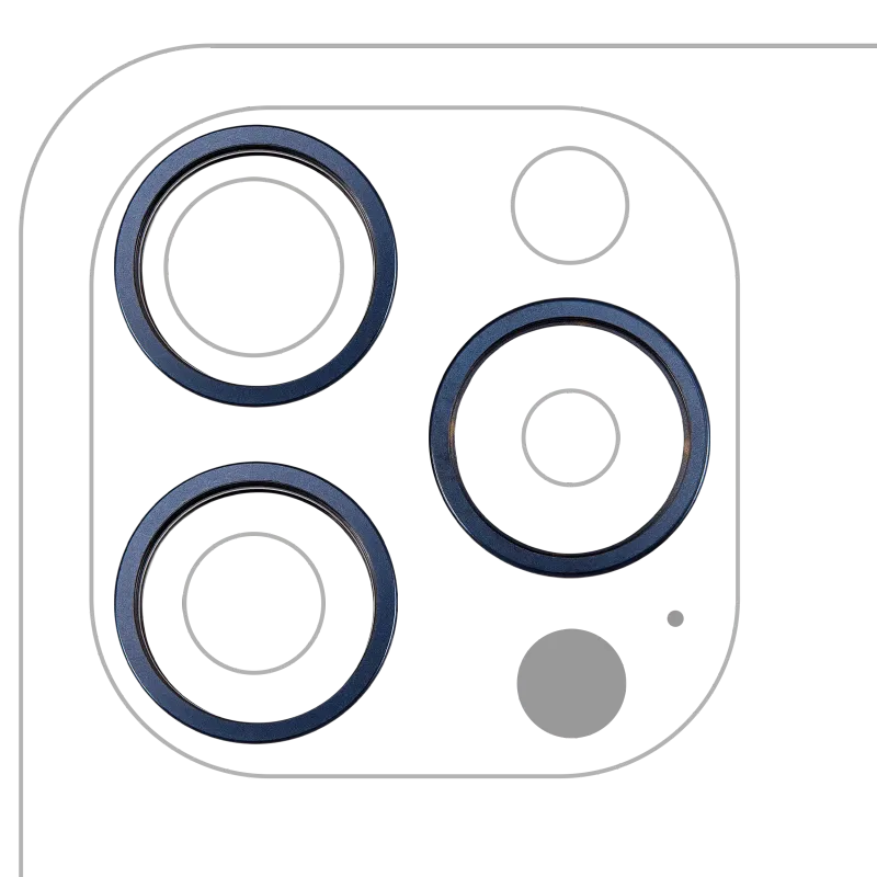 Samotný rámeček sklíčka zadní kamery pro iPhone 15 Pro (modrý titan) (sada 3 ks)
