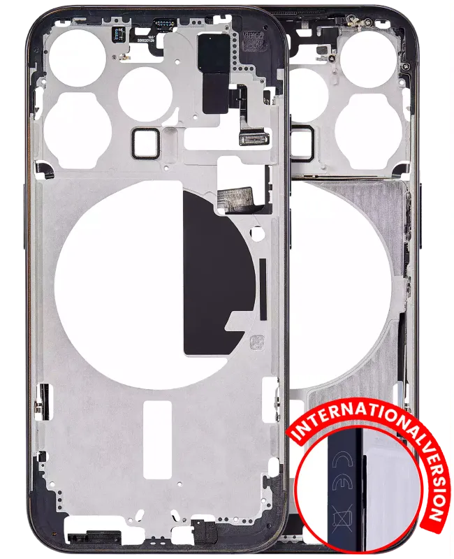 Střední rám (housing) s drobnými díly pro iPhone 15 Pro (EU verze) (Aftermarket Plus) (modrý titan)