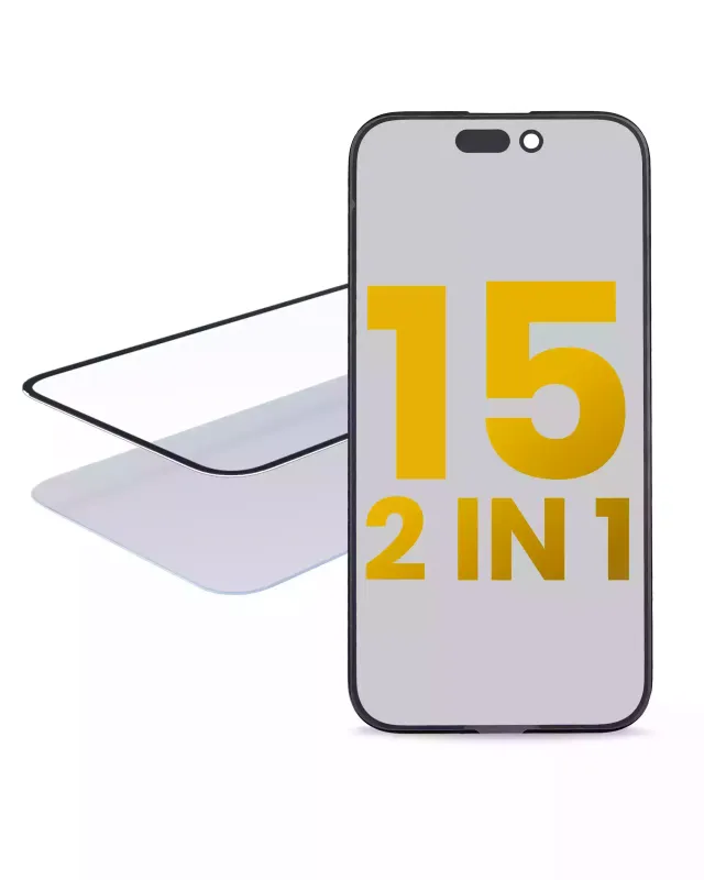2v1 (sklo + předinstalovaná OCA) pro iPhone 15 (OCA Master) (balení 2 ks)