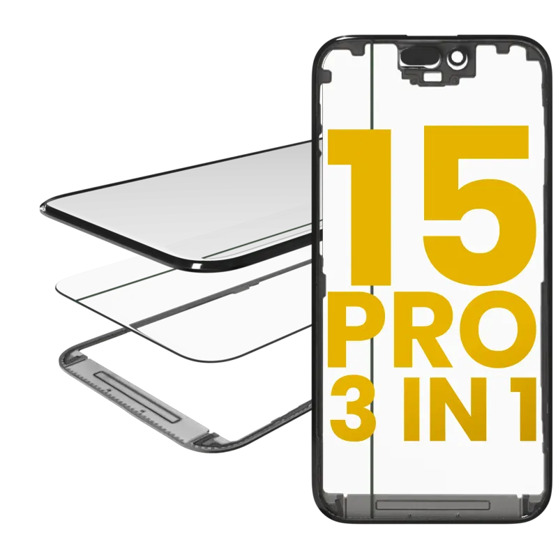 3v1 (sklo s předinstalovanou OCA + rámeček) pro iPhone 15 Pro (OCA Master)