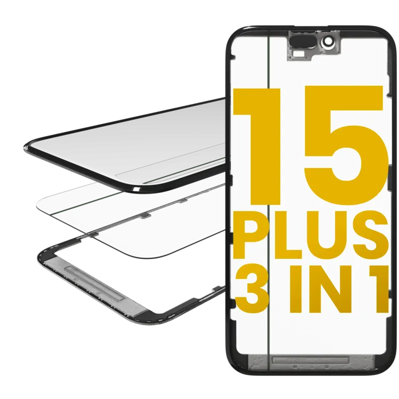 3v1 (sklo s předinstalovanou OCA + rámeček) pro iPhone 15 Plus (OCA Master)