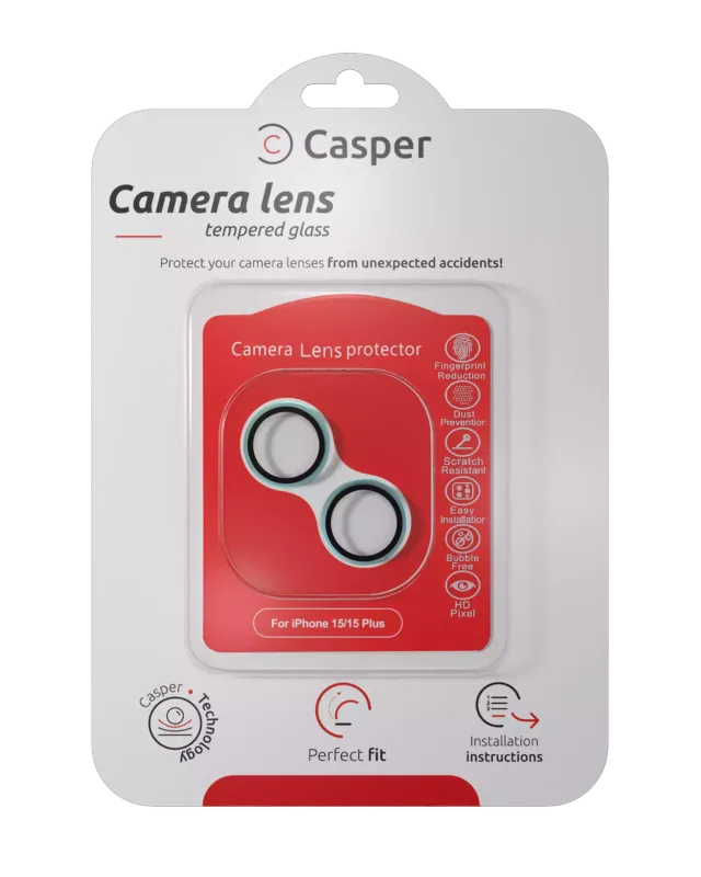 Ochrana objektivu Casper pro iPhone 15 / 15 Plus (modrá) (průhledné)
