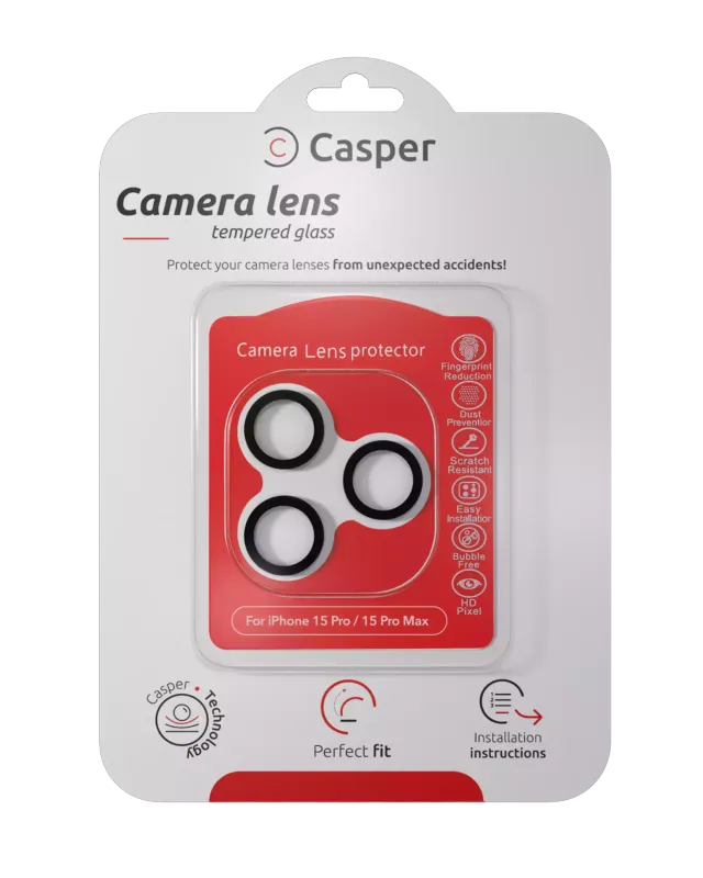 Ochrana objektivu Casper pro iPhone 15 Pro / 15 Pro Max (průhledné) (šedá)