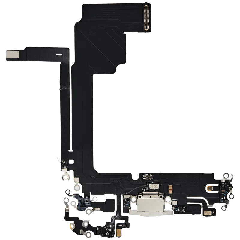Flex kabel nabíjecího konektoru pro iPhone 15 Pro Max (Aftermarket Plus) (bílý titan)